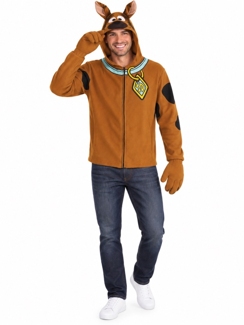 New - Scooby-Doo Adult Scooby Hoodie Costume with Attached Gloves | Size XL